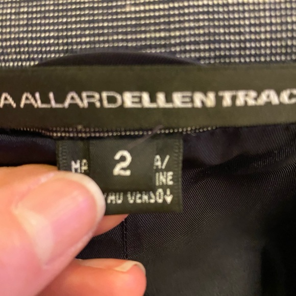 Ellen Tracy Womens 2 Pc Blue Wool Pant Suit w Tie Belt /  Size 2 - Picture 4 of 10